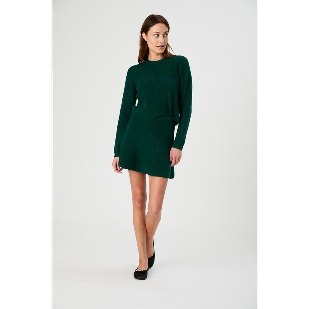 French Connection Vhari Knit Mini Sweater Skirt in Evergreen S NEW Minimalist